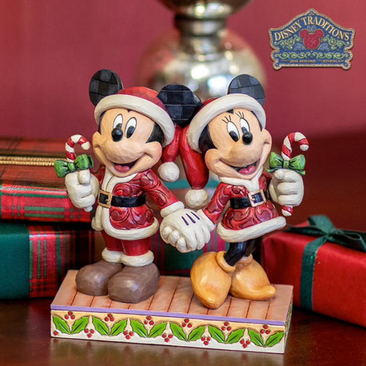 Jim Shore Disney Traditions - Candy Cane Christmas Mickey Minnie