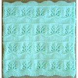 Hand Knitted Baby Blanket - Pastel Green Aqua Mint Floral Pattern