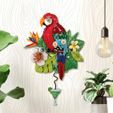 Allen Designs - Polly Parrot Bird Rainforest Flowers Cocktail Swing Pendulum Wall Clock P1866