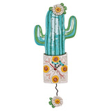 Allen Designs - Desert Bloom Cactus Flower Pot Swing Pendulum Wall Clock P1856