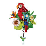 Allen Designs - Polly Parrot Bird Rainforest Flowers Cocktail Swing Pendulum Wall Clock P1866