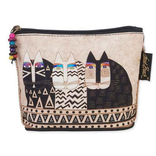 Laurel Burch - Floral Cats Cosmetic Bag with Beads Charm