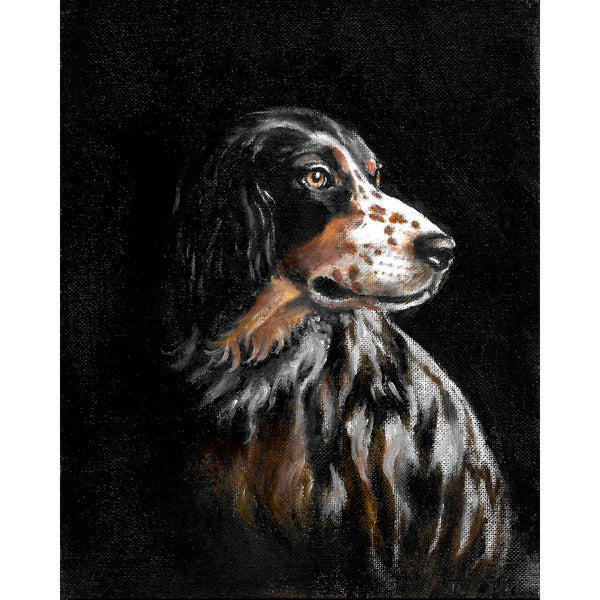 Original Dog Portrait Oil Painting - Tricolor English Setter