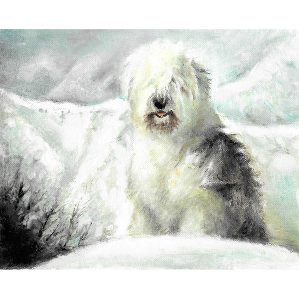 Original Dog Portrait Oil Painting - Old English Sheepdog
