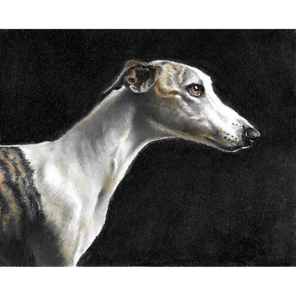 Original Dog Portrait Oil Painting - Whippet