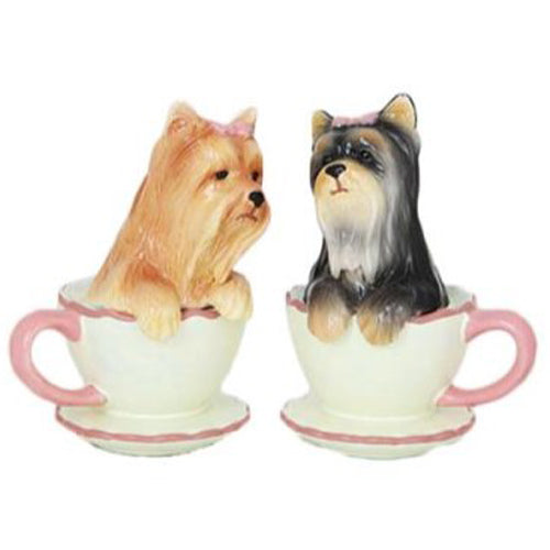 Pacific Giftware - Yorkie Tea Cup Dog Salt & Pepper Shakers Set 10779