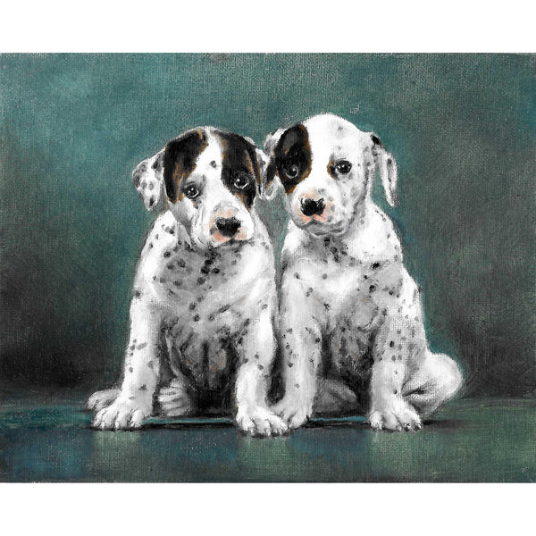 Original Dog Portrait Oil Painting - Dalmatian Puppies