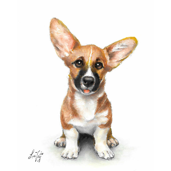 Original Dog Portrait Oil Painting - Cardigan Corgi