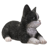 Pacific Giftware - Black & White Cat Laying Down Figurine 14880