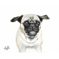 Original Dog Portrait Oil Painting - Pug