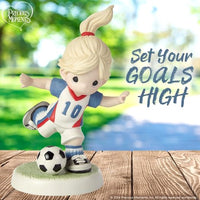 Precious Moments - Set Your Goals High Girl Playing Soccer Pocelain Figurine 202012