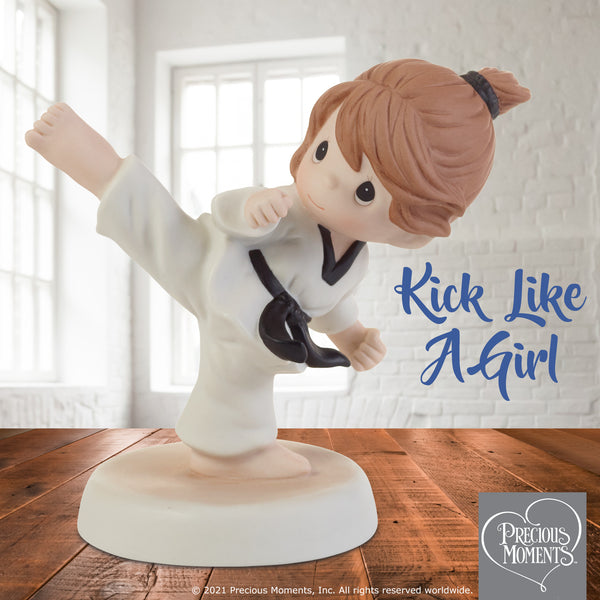 Precious Moments - Kick Like A Girl Martial Art Karate Black Belt Porcelain Figurine 202013