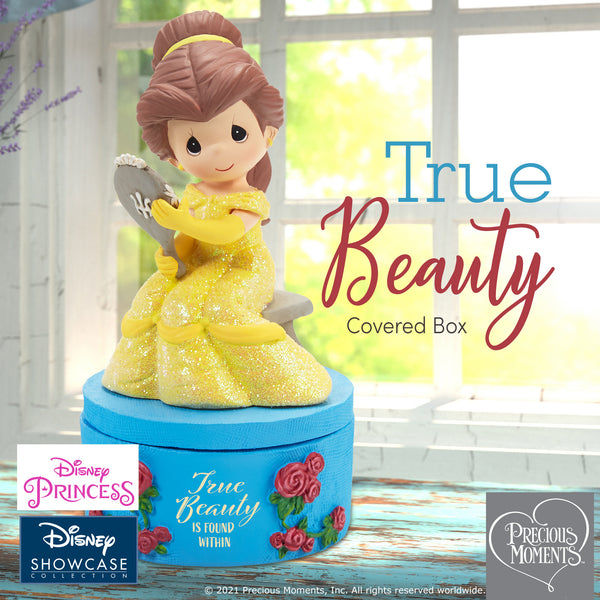 Precious Moments Disney - True Beauty Is Found Within Covered Box Belle Beauty and The Beast Figurine 202038