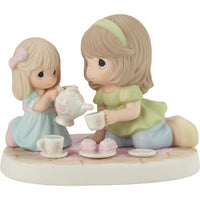 Precious Moments - Mom, You're Tea-rrific Daughter Afternoon Tea Party Porcelain Figurine 213010