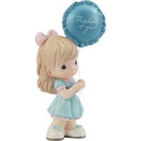 "Sale" Precious Moments - Thinking of You Girl with Blue Balloon Porcelain Figurine 216009