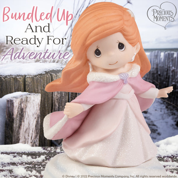 "Sale" Precious Moments x Disney Showcase - Bundled Up And Ready for Adventure The Little Mermaid Ariel Figurine 221040