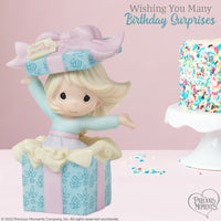 Precious Moments - Birthday Surprise Girl Popping Out Gift Box Porcelain Figurine 222012