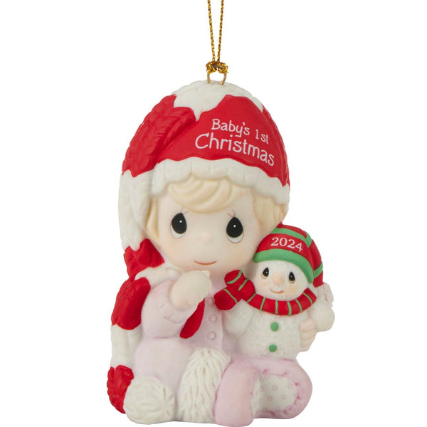 Precious Moments - Baby's First Christmas 2024 Dated Porcelain Ornament Girl 241005