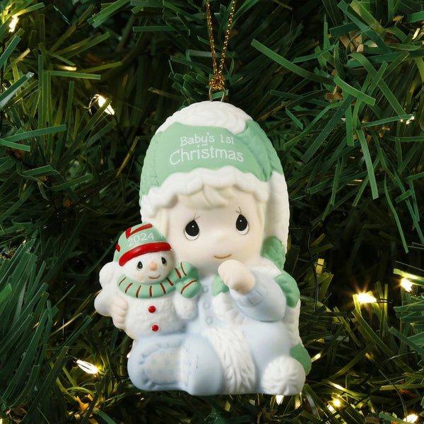 Precious Moments - Baby's First Christmas 2024 Dated Porcelain Ornament Boy 241006