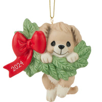 Precious Moments - Hanging Out For The Holidays 2024 Dated Porcelain Dog Ornament 241008