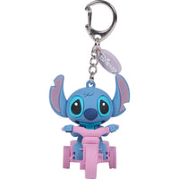 Precious Moments Disney - Stitch on Pink Tricycle Backpack Bag Clip Charm 242713