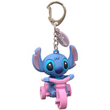 Precious Moments Disney - Stitch on Pink Tricycle Backpack Bag Clip Charm 242713