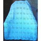 Hand Knitted Baby Blanket - Pastel Blue Floral Pattern