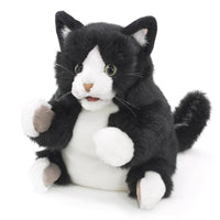 Folkmanis - Black & White Tuxedo Cat Hand Puppet Plushie 3179