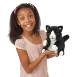Folkmanis - Black & White Tuxedo Cat Hand Puppet Plushie 3179