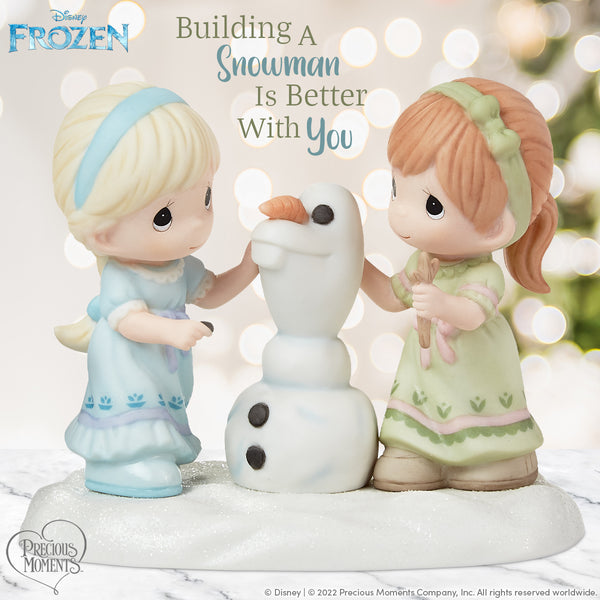 Precious Moments x Disney - Building A Snowman Is Better With You Anna Elsa Olaf Frozen Figurine 222025