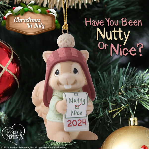 Precious Moments - Have You Been Nutty Or Nice? 2024 Dated Porcelain Animal Ornament 241009