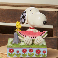 Jim Shore x Peanuts - Snoopy & Woodstock Eating Watermelon Figurine 6010113