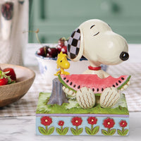 Jim Shore x Peanuts - Snoopy & Woodstock Eating Watermelon Figurine 6010113