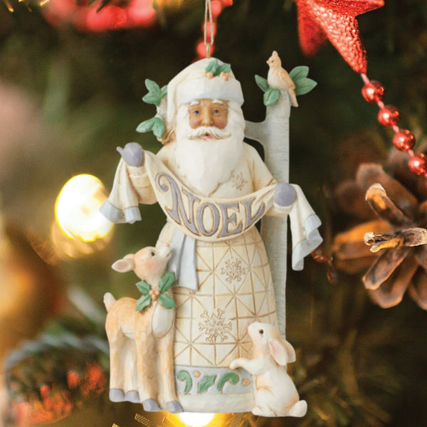 "Sale" Jim Shore Heartwood Creek - White Woodland Santa Christmas Noel Ornament 6012027