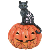 Jim Shore Heartwood Creek - Purr-fect Pumpkin Black Cat on Pumpkin LED Halloween Figurine 6014479