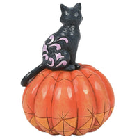Jim Shore Heartwood Creek - Purr-fect Pumpkin Black Cat on Pumpkin LED Halloween Figurine 6014479