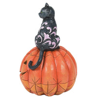 Jim Shore Heartwood Creek - Purr-fect Pumpkin Black Cat on Pumpkin LED Halloween Figurine 6014479