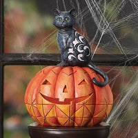Jim Shore Heartwood Creek - Purr-fect Pumpkin Black Cat on Pumpkin LED Halloween Figurine 6014479