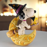 Jim Shore x Peanuts - Midnight Ride Snoopy & Woodstock Halloween Witch Moon Figurine 6014621
