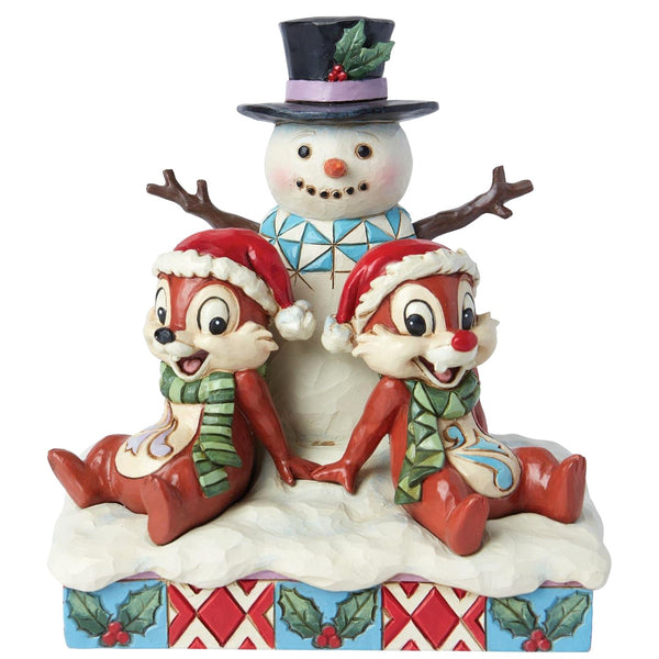 Jim Shore x Disney Traditions - Chip And Dale Snow Fun Snowman Figurine 6015006