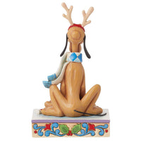 Jim Shore x Disney Traditions - Pluto Reindeer Antlers Christmas Figurine 6015012