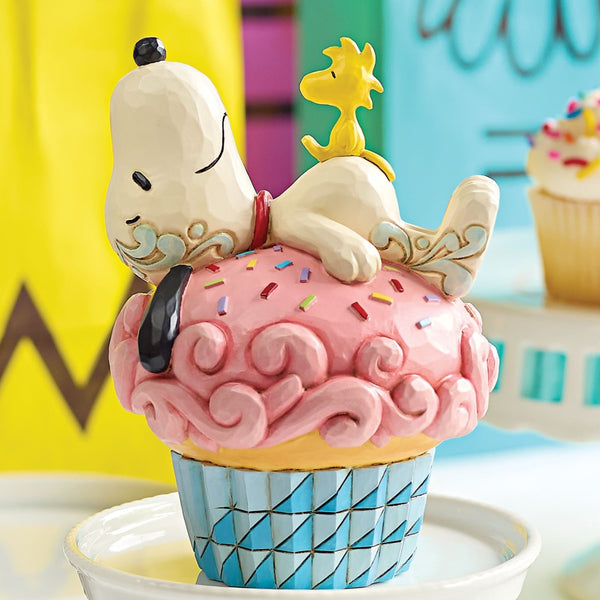 Jim Shore x Peanuts - Snoopy & Woodstock on Cupcake Figurine 6016266