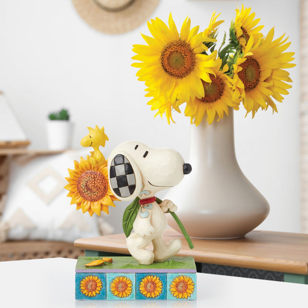 Jim Shore x Peanuts - Snoopy & Woodstock Sunflower Figurine 6016281