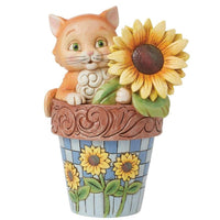 Jim Shore Heartwood Creek - Paws 'n Petals Sunflower Cat in Flower Pot Figurine 6016387