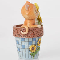 Jim Shore Heartwood Creek - Paws 'n Petals Sunflower Cat in Flower Pot Figurine 6016387