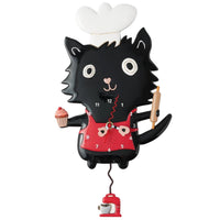 Allen Designs - Sugar Paws Black Cat Chef Swing Pendulum Wall Clock 6016851