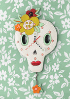 Allen Designs - Bonita Bones Sugar Skull Swing Pendulum Wall Clock 6016857