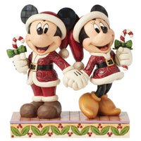Jim Shore Disney Traditions - Candy Cane Christmas Mickey Minnie Figurine 6016882