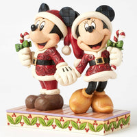 Jim Shore Disney Traditions - Candy Cane Christmas Mickey Minnie Figurine 6016882
