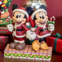 Jim Shore Disney Traditions - Candy Cane Christmas Mickey Minnie Figurine 6016882